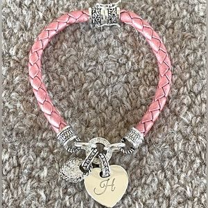 Pandora pink leather charm bracelet